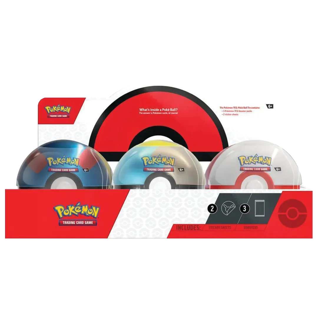 Pokemon: Poke Ball Tin Display (6-Tin Case)